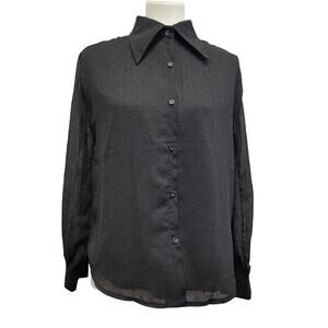 New Love Encounter Womens S Long Sleeve Partially Lined Button Up Sheer Shirt